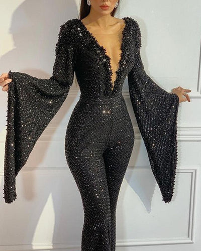 Jumpsuit con Lentejuelas y Cuello en V - Image 3