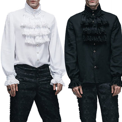 Camisa Gótica de Manga Larga con Cuello Alto y Volantes para Hombre - Image 11