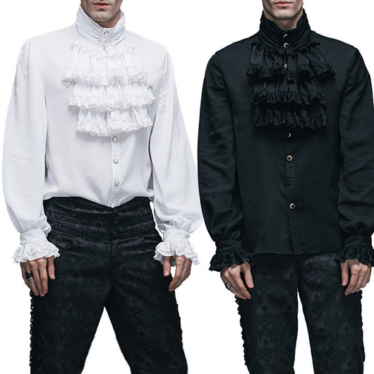 Camisa Gótica de Manga Larga con Cuello Alto y Volantes para Hombre - Image 11