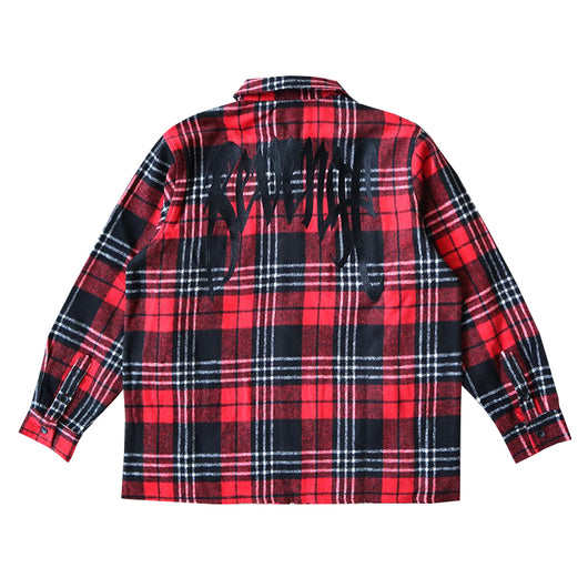 Chaqueta Camisa Cuadriculada con Bordados y Cierre - Image 5