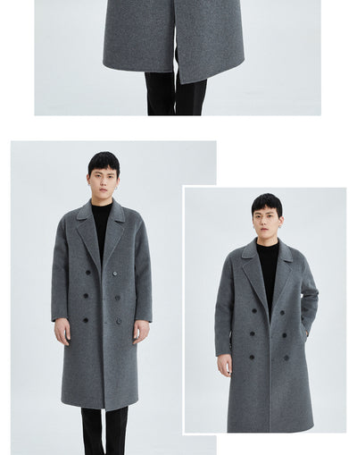 Abrigo Reversible de Cashmere Largo Hasta la Rodilla para Hombre - Otoño e Invierno - Image 8