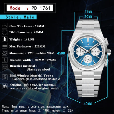 Reloj Cronógrafo Cuarzo Azul Resistente al Agua para Hombre - Image 9