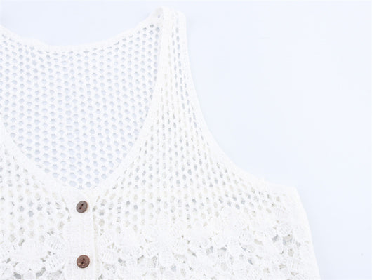 Chaleco Tejido Calado Retro para Mujer - Image 17