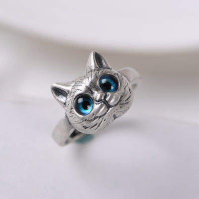 Anillo de Plata Estilo Retro Gatito Vintage - Image 5