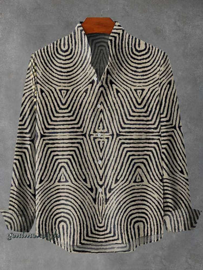 Camisa de Cuadros con Cuello Mao Manga Larga para Hombre - Image 7