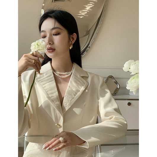 Blazer de Patchwork Francés con Hombreras y Botones Dorados para Mujer - Image 8