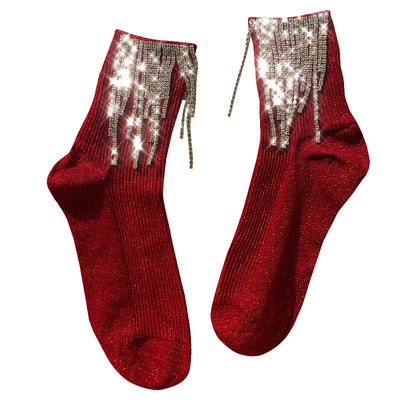 Calcetines Botín de Moda con Diamantes y Flecos para Mujer - Image 6