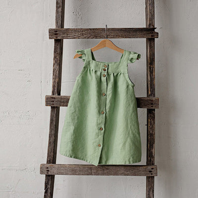 Vestido Lino Niña Verano Suelto con Tirantes - Image 12