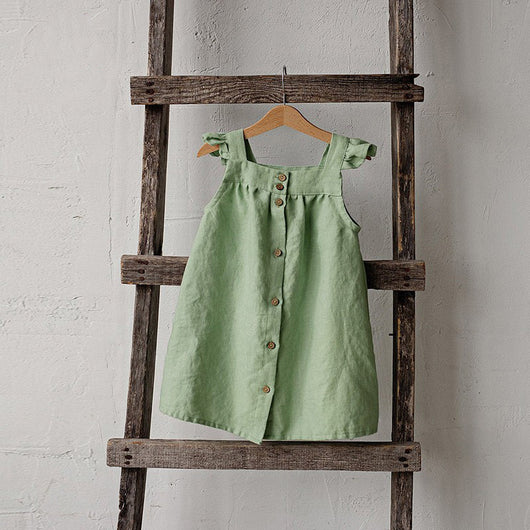 Vestido Lino Niña Verano Suelto con Tirantes - Image 12