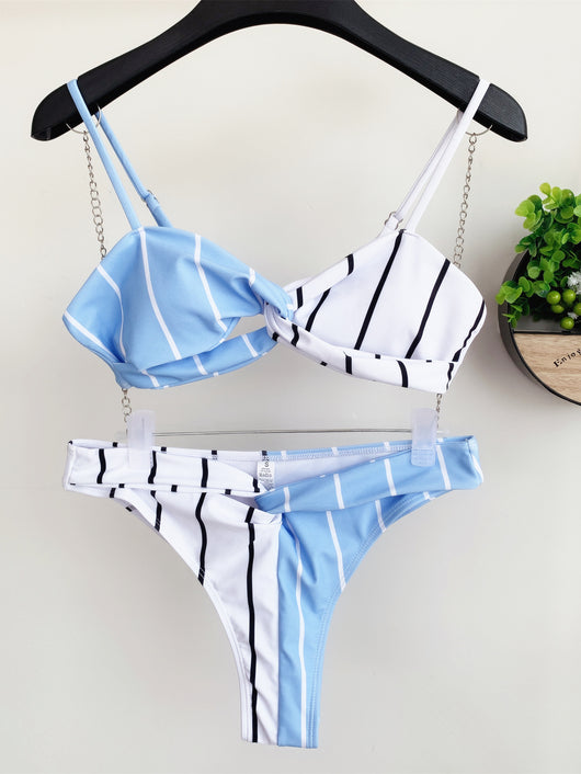 Traje de Baño Bikini a Rayas Estampado - Image 7
