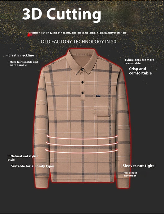 Polo Casual de Rayas Manga Larga para Hombre - Otoño - Image 13