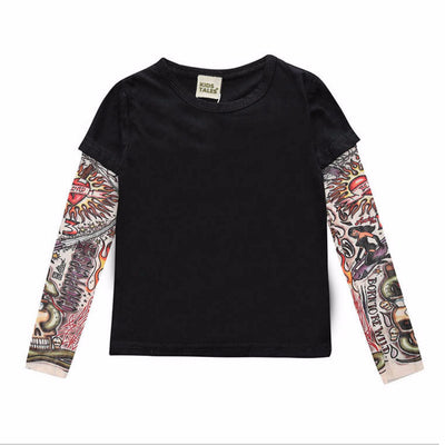 Remera Manga Larga con Diseño Tatuaje y Costuras - Image 6