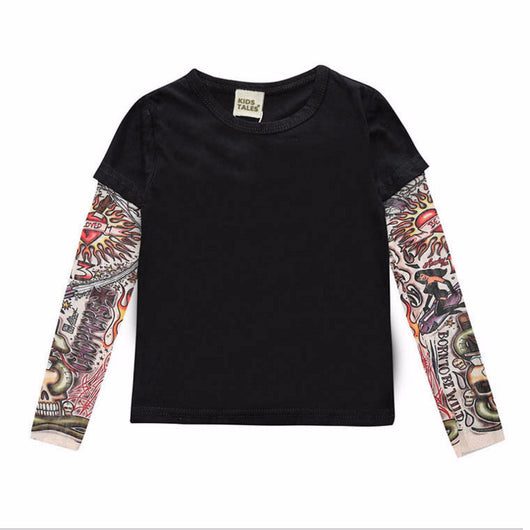 Remera Manga Larga con Diseño Tatuaje y Costuras - Image 6