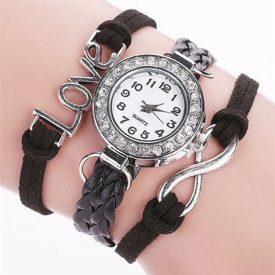 Reloj Pulsera de Diamantes con Correa de Terciopelo Coreano LOVE para Mujer