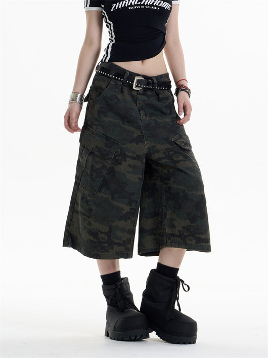 Pantalones Cargo Anchos Estilo Camuflaje Retro para Mujer - Image 3