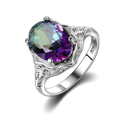 Anillo de Circonia Ovalada Multicolor