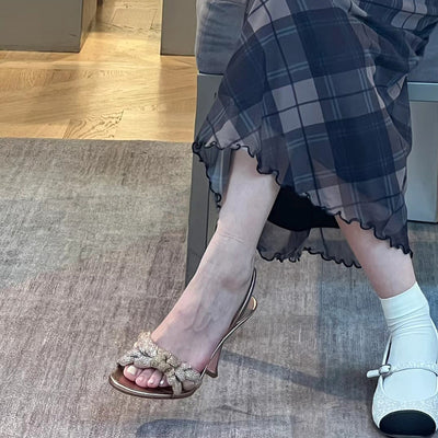 Sandalias de Tacón Alto con Tira al Tobillo y Flores - Verano - Image 3