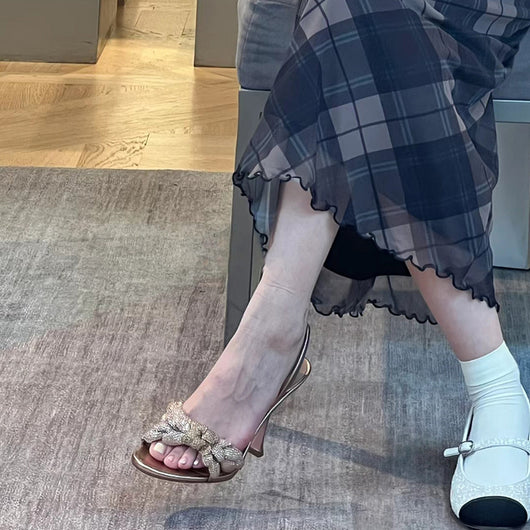 Sandalias de Tacón Alto con Tira al Tobillo y Flores - Verano - Image 3
