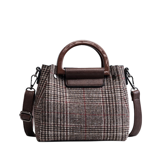 Bolso de Hombro a Cuadros con Contraste - Image 12