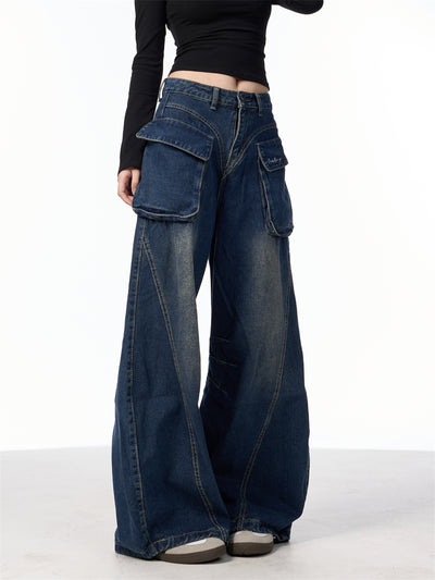 Pantalones Vaqueros Anchos de Cintura Alta con Bolsillos Funcionales - Image 21
