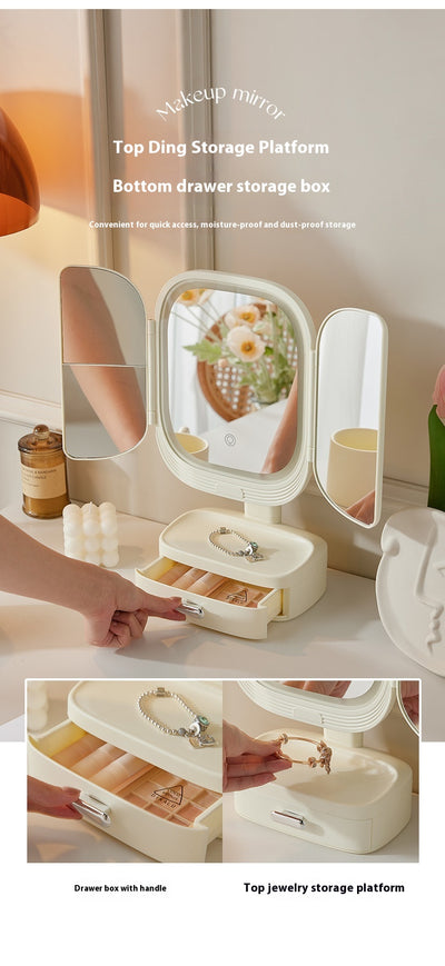 Espejo de Maquillaje LED de Escritorio Plegable con Luz Integrada - Image 10