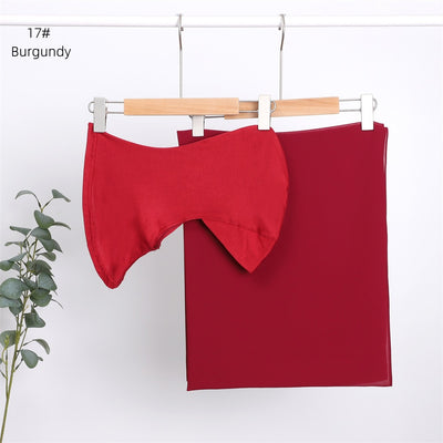Pañuelo Modal Transpirable de Color Sólido con Gorro Integrado en Chiffon Perla - Image 19