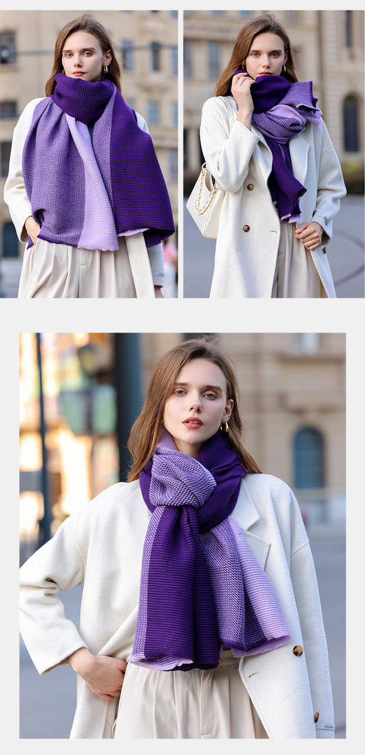 Bufanda Degradada Reversible de Imitación Cachemira - Elegancia y Versatilidad para Invierno - Image 21