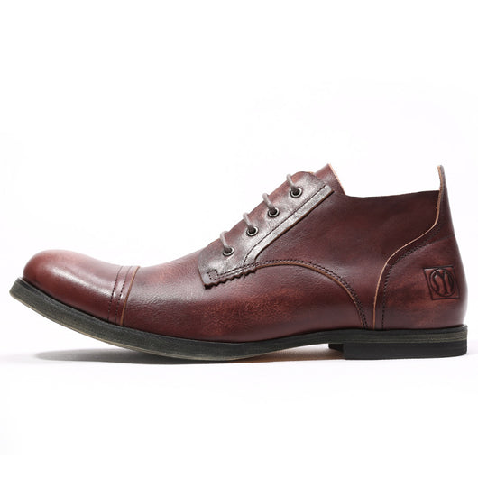 Zapatos Casuales de Cuero Vintage para Hombre con Puntera Redonda Transpirable - Image 8