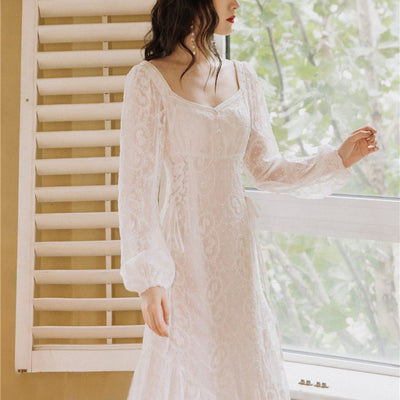 Vestido Blanco de Manga Larga Primer Amor - Estilo Romántico para Citas - Image 3