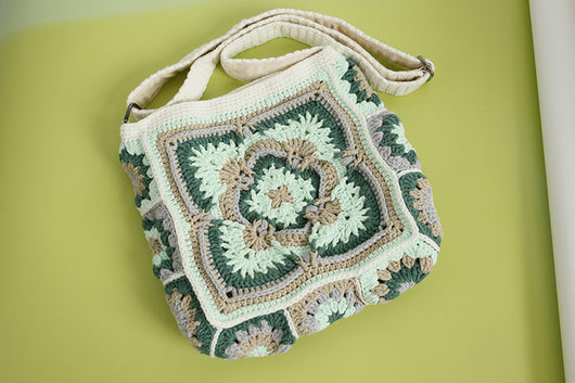Bolso Bandolera Tejido a Mano Estilo Bohemio Cuadros Abuela - Image 13
