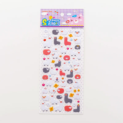 Sheet of colorful puffy alphabet stickers with cute cartoon animals, food, and objects for decoration. - Image 12