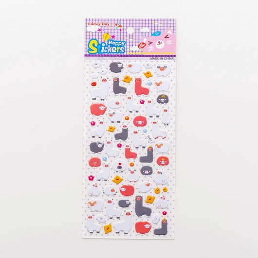 Sheet of colorful puffy alphabet stickers with cute cartoon animals, food, and objects for decoration. - Image 12