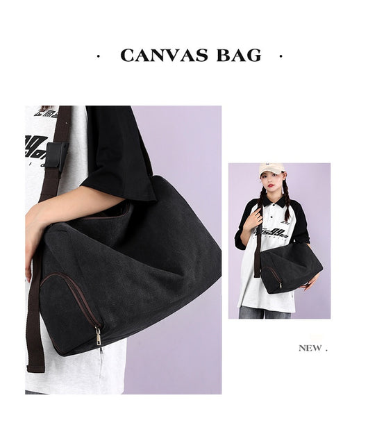 Bolsa Deportiva Retro Canvas de Gran Capacidad con Correa Cruzada - Image 19