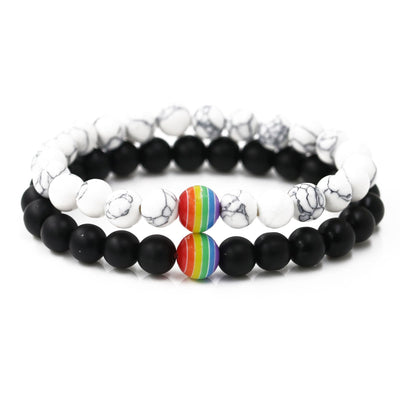 Pulsera de Pareja Piedra Volcánica con Chakras Arcoíris - Image 10