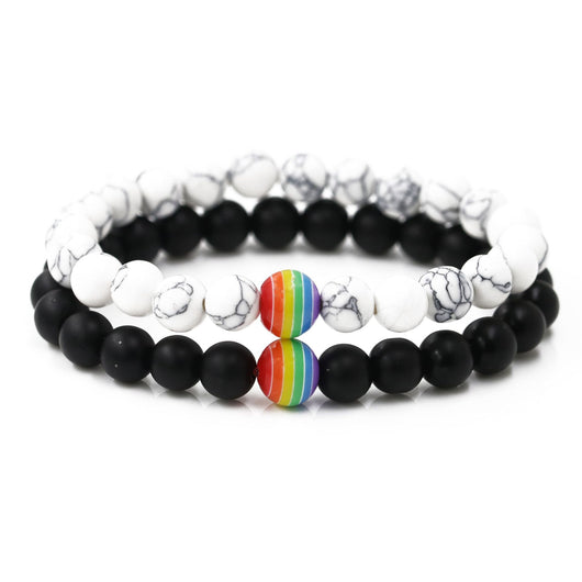 Pulsera de Pareja Piedra Volcánica con Chakras Arcoíris - Image 10