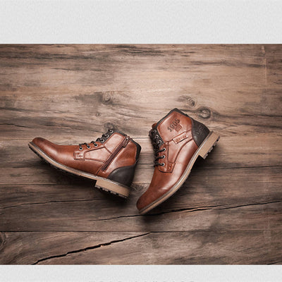 Botas Militares de Cuero para Hombre - Estilo Martin Retro con Cordones - Image 4