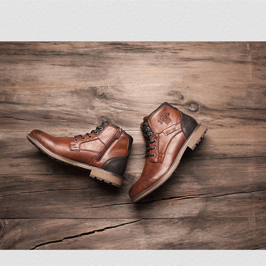 Botas Militares de Cuero para Hombre - Estilo Martin Retro con Cordones - Image 4