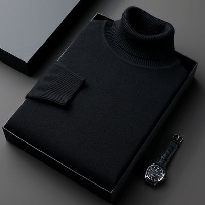 Suéter Cuello Alto Liso Grueso Holgado para Hombre - Image 7