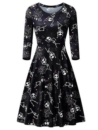 Vestido Largo de Manga Larga con Estampado de Calabaza para Halloween - Image 8