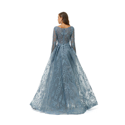 Vestido de Noche Elegante con Encaje Calado y Textura Luxury - Image 8