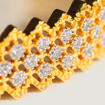 Pulsera Vintage Artesanal Plata S925 Baño Oro Diamantes Zirconia - Image 9