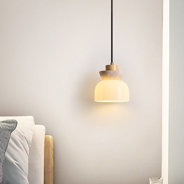 Lámpara de Mesita Estilo Japonés Minimalista en Madera Natural