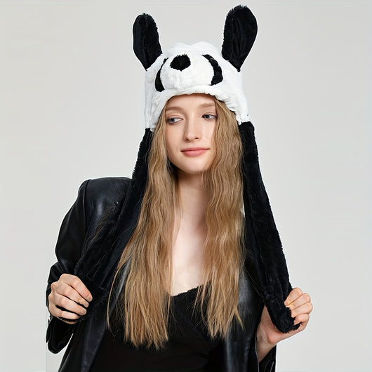 Gorro Peluche con Orejas Móviles - Panda, Perro, Rana y Cachorro para Disfraz y Fiesta - Image 10