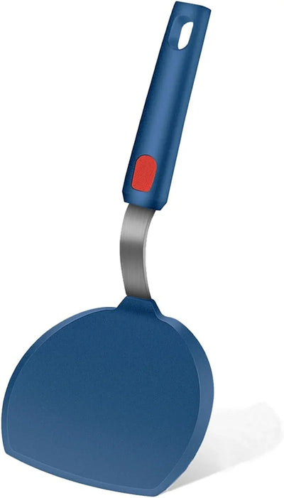 Silicone Pancake Spatula Turner for Cooking and Baking- 600°F Heat Resistant Rubber Egg Spatulas (Blue round Spatula) - Tekeno