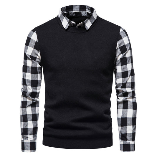 Suéter Tipo Camisa con Solapa - Abrigo Tejido Doble Textura para Hombre Otoño Invierno