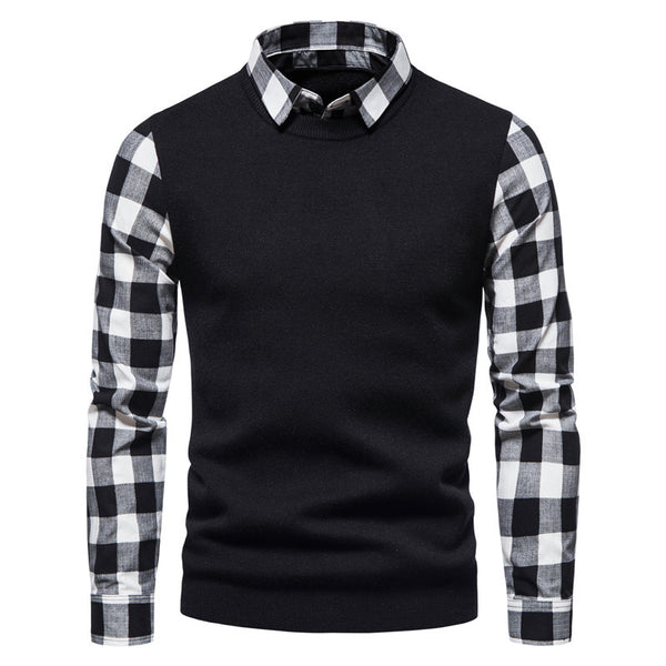 Suéter Tipo Camisa con Solapa - Abrigo Tejido Doble Textura para Hombre Otoño Invierno
