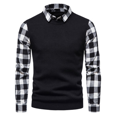 Suéter Tipo Camisa con Solapa - Abrigo Tejido Doble Textura para Hombre Otoño Invierno