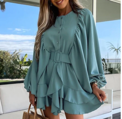 Vestido Largo de Manga Larga con Detalles de Encaje - Image 7