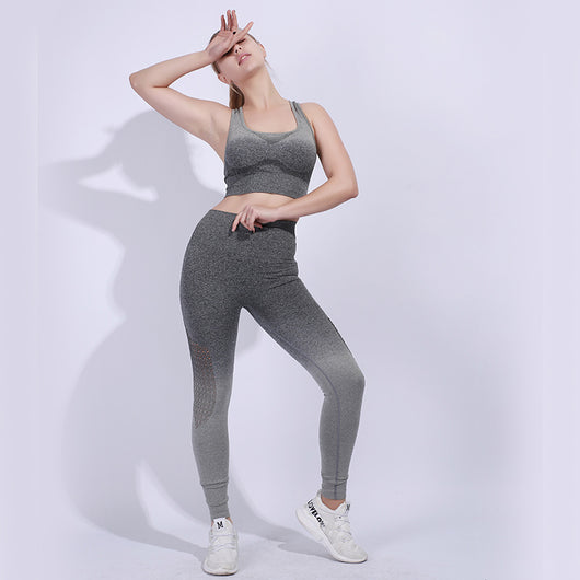 Pantalones de yoga sin costuras con degradado tie-dye y diseño calado - Image 3