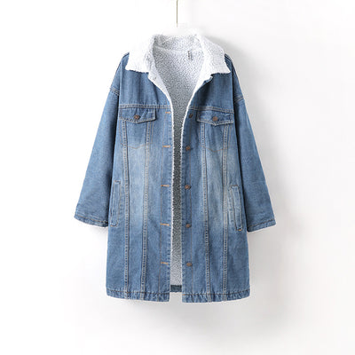 Chaqueta Vaquera Forrada en Lana para Invierno - Abrigo Bomber Cálido para Mujer